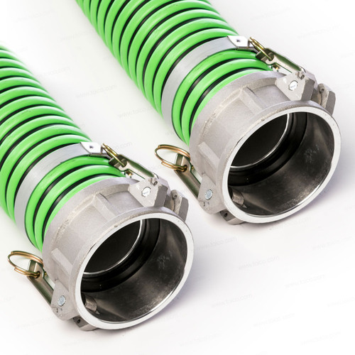 4" EPDM Green & Black Hose Assembly, 10 ft — Choose Camlock Fittings