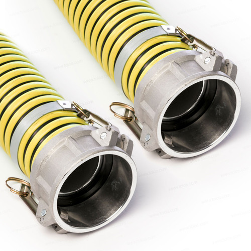 3" EPDM Yellow & Black Hose Assembly, 15 ft — Choose Camlock Fittings