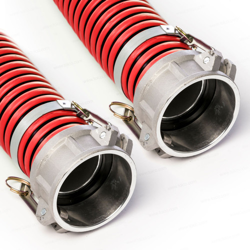 4" EPDM Red & Black Hose Assembly, 20 ft — Choose Camlock Fittings