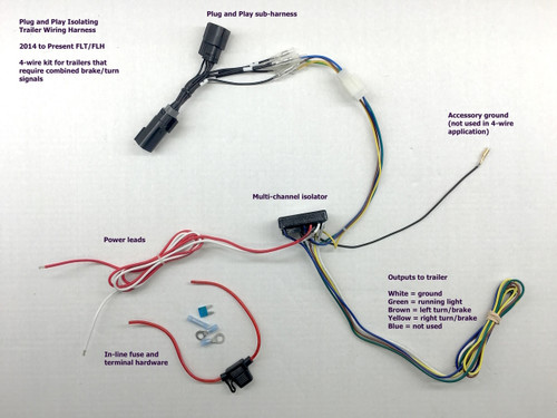 The 5-wire kit for 2024+ bikes with 12 pin connector is two pieces. It includes the sub harness and isolator.