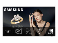 Super-slim 34.1mm depth of the Samsung QH115FX display, showing its elegant, wall-mounted profile Super-slim 34.1mm depth of the Samsung QH115FX display, showing its elegant, wall-mounted profile