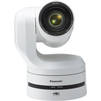 Panasonic AW-UE150 4K 60p PTZ Camera White body front view with 1-inch MOS sensor lens 4