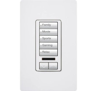 Lutron RRD-W5BRLIR-WH RadioRA 2 seeTouch Wall Mount Designer Keypad, 5 Button with Raise and Lower and Infrared (IR) lens
