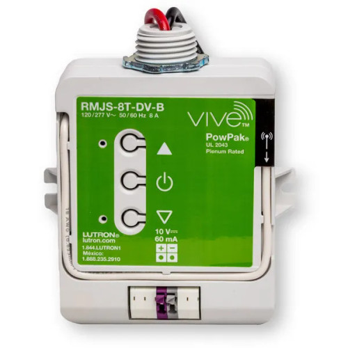 Lutron RMJS-8T-DV-B Vive PowPak Dimming Module has Voltage Rating of 120/277 Volt AC at 50/60 Hz Electrical Distribution Product Lutron RMJS-8T-DV-B Vive PowPak Dimming Module has Voltage Rating of 120/277 Volt AC at 50/60 Hz Electrical Distribution Product