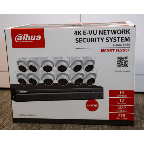 Dahua Technology N468L124A 16-Channel 4K UHD NVR with 4TB HDD & 12 8MP Night Vision Turret Cameras