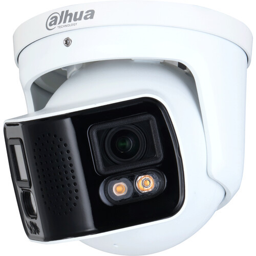 Dahua DH-IPC-PDW5849-A180-E2-ASTE Pro-Series x 4MP Enhanced Night Color Dual-Lens Panoramic Turret (Eyeball) IP Camera, 3.6mm Fixed Lens, White