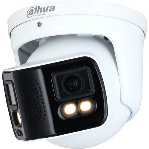 Dahua DH-IPC-PDW5849-A180-E2-ASTE Pro-Series x 4MP Enhanced Night Color Dual-Lens Panoramic Turret (Eyeball) IP Camera, 3.6mm Fixed Lens, White