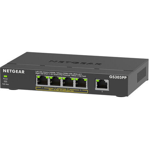 Netgear GS305PP-300NAS 5-Port Gigabit PoE+ Compliant Unmanaged Network Switch