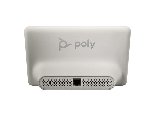 Poly TC8 Touch Controller 8-inch screen on a conference table back