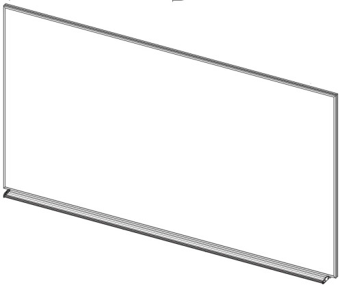 Large Da-Lite IdeaScreen used as a dry-erase whiteboard with marker notes visible