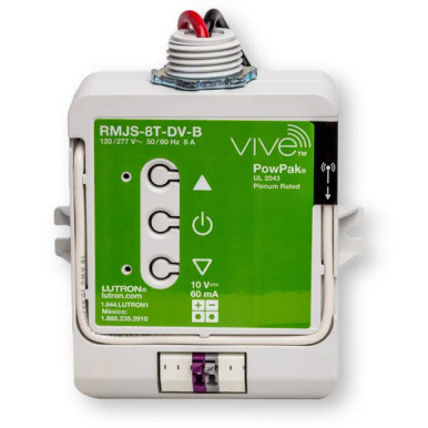 Lutron RMJS-8T-DV-B Vive PowPak Dimming Module has Voltage Rating of 120/277 Volt AC at 50/60 Hz Electrical Distribution Product-USED