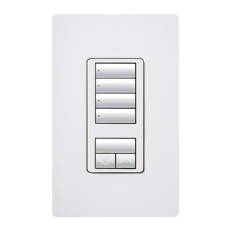 Lutron RRD-W4S-WH RadioRA 2 seeTouch Wall Mount Designer Keypad with Raise/Lower