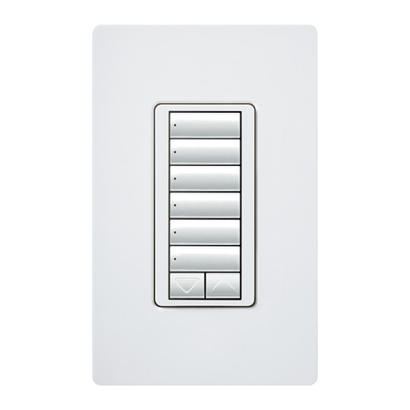 Lutron RRD-W6BRL-WH RadioRA 2 seeTouch Wall Mount Designer Keypad with Raise and Lower
