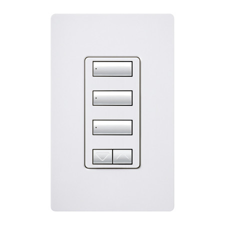 Lutron RRD-W3BSRL-WH RadioRA 2 seeTouch Wall Mount Designer Keypad, 3 Button with Raise and Lower