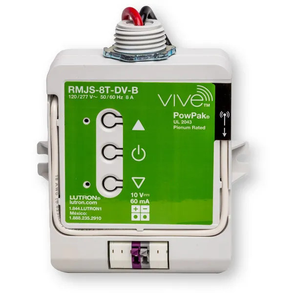 Lutron RMJS-8T-DV-B Vive PowPak Dimming Module has Voltage Rating of 120/277 Volt AC at 50/60 Hz Electrical Distribution Product