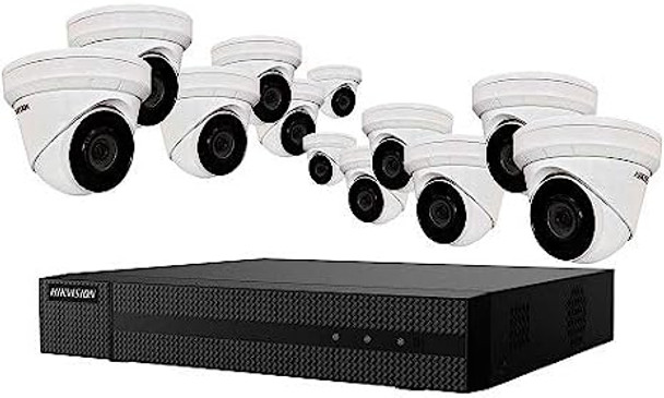 HIKVISION EKI-K164T412 16-Channel POE 4K Value Express NVR Kit with (12) 4MP IR Outdoor Network Dome Camera with 2.8mm Lens, RJ45 Connections