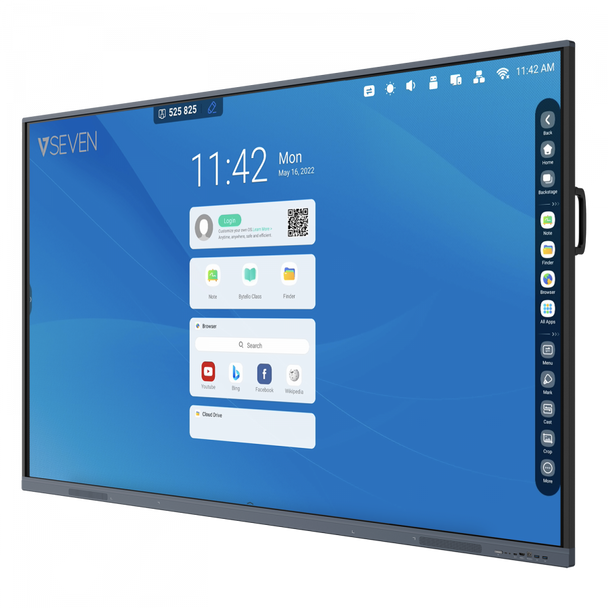 V7 Interactive Flat Panel (IFP) -75 Inch 4K Android 11 Display 4GB/32GB with Wi-Fi and wall mount