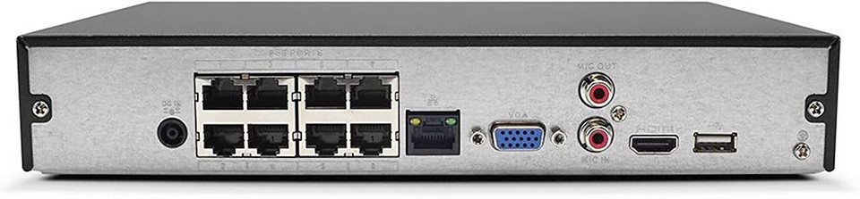 IC Realtime NVR-208NS 8 Channel 1U NVR, Integrated 8 Port POE Switch, Supports 8MP Resolution, 80Mbps Throughput, H.264, HDMI, Up to 6TB (Black)