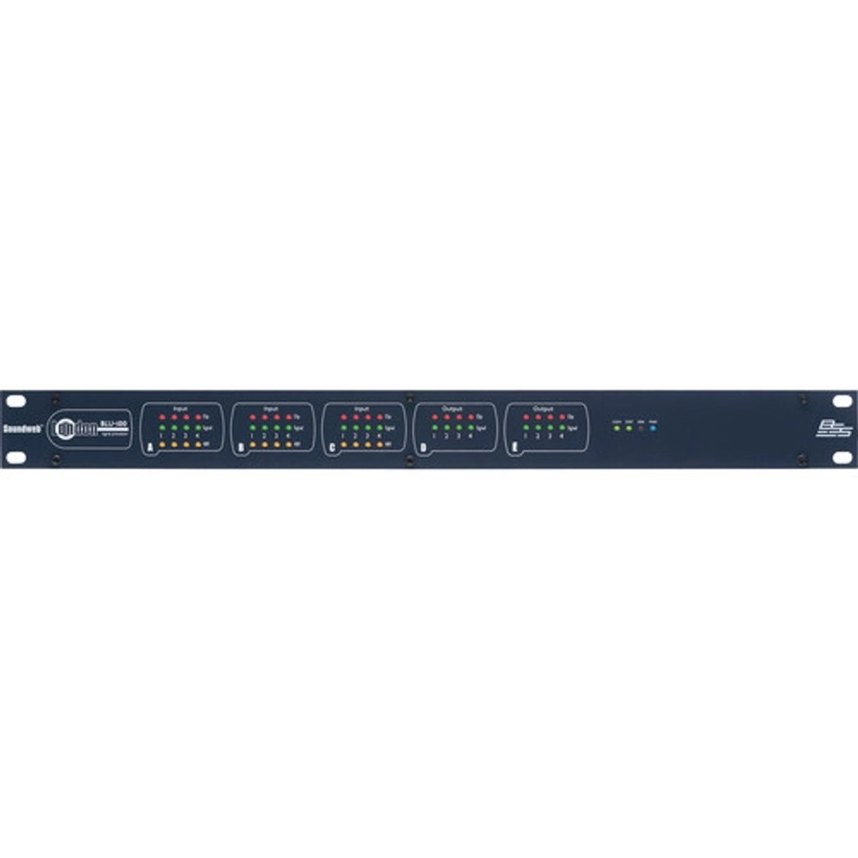 BSS Soundweb London BLU-100 1RU Rack Mount 12x8 Signal Processor with BSS Soundweb London BLU-100 1RU Rack Mount 12x8 Signal Processor with
