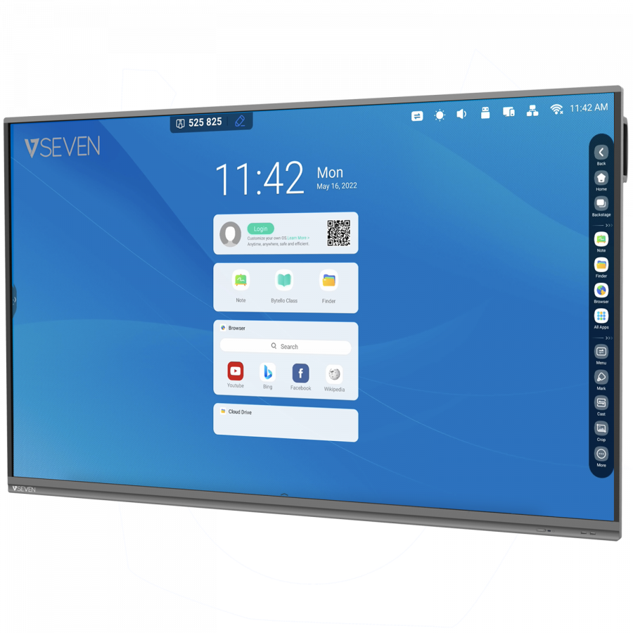 V7 PRO Interactive Flat Panel (IFP) - 75 Inch 4K Android 11 Display 8GB RAM 64GB ROM, 2 x 16W Speakers