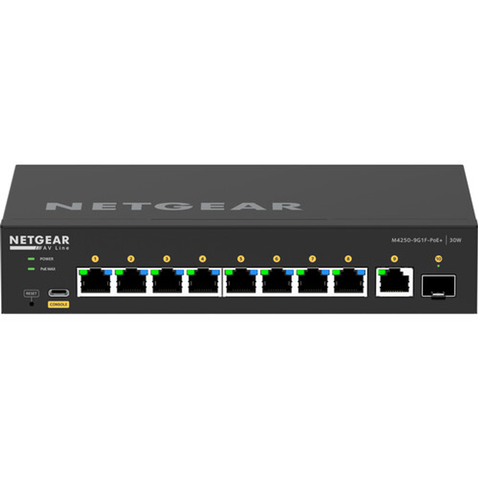 Netgear AV Line M4250 GSM4210PD-100NAS 8-Port Gigabit PoE+ Compliant Managed AV Switch with SFP (110W)