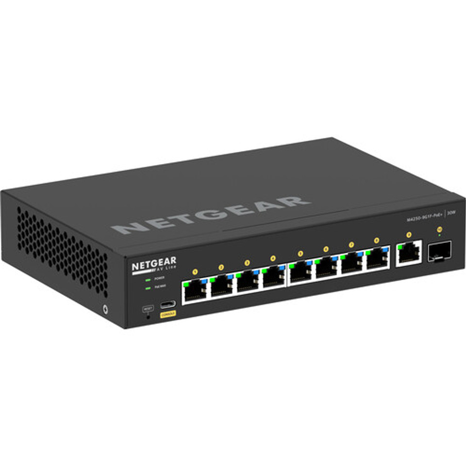 Netgear AV Line M4250 GSM4210PD-100NAS 8-Port Gigabit PoE+ Compliant Managed AV Switch with SFP (110W)