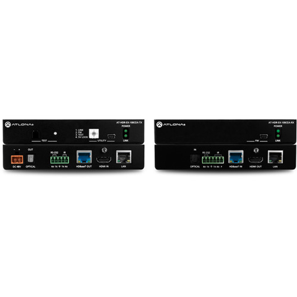 Atlona AT-HDR-EX-100CEA-KIT 4K HDR HDMI HDBaseT Transmitter and Receiver Set with Ethernet, Control, PoE and Return Audio (330') Atlona AT-HDR-EX-100CEA-KIT 4K HDR HDMI HDBaseT Transmitter and Receiver Set with Ethernet, Control, PoE and Return Audio (330')