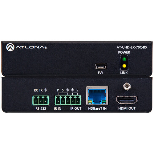Atlona AT-UHD-EX-70C-RX 4K/UHD HDMI Over HDBaseT Receiver with Control and PoE (70m)