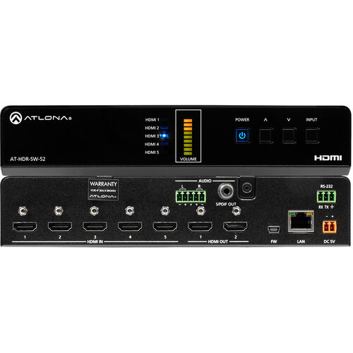 Atlona AT-HDR-SW-52 5x2 4K HDR HDMI Matrix Switcher