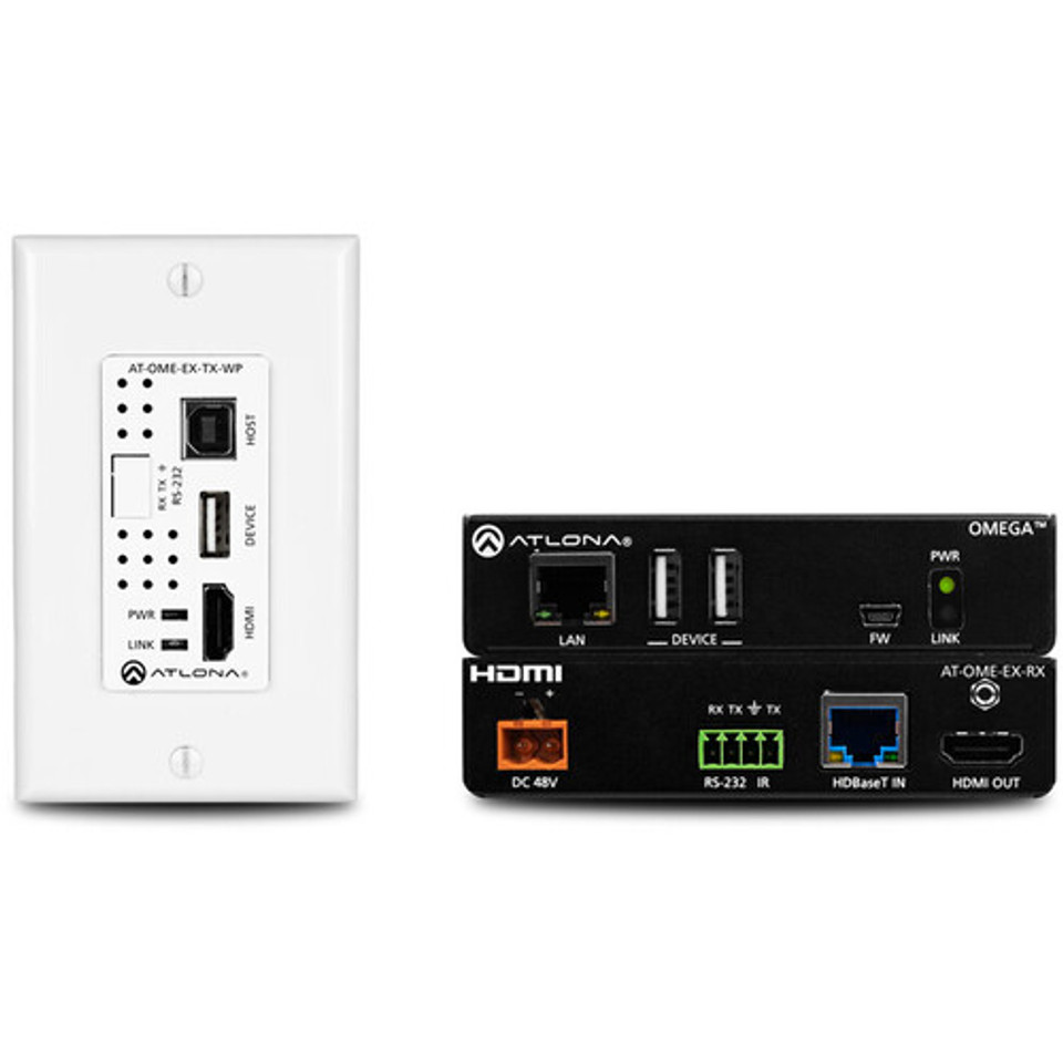Atlona Omega 4K/UHD HDMI/USB-over-HDBaseT Wall-Plate Extender Kit (230') Atlona Omega 4K/UHD HDMI/USB-over-HDBaseT Wall-Plate Extender Kit (230')