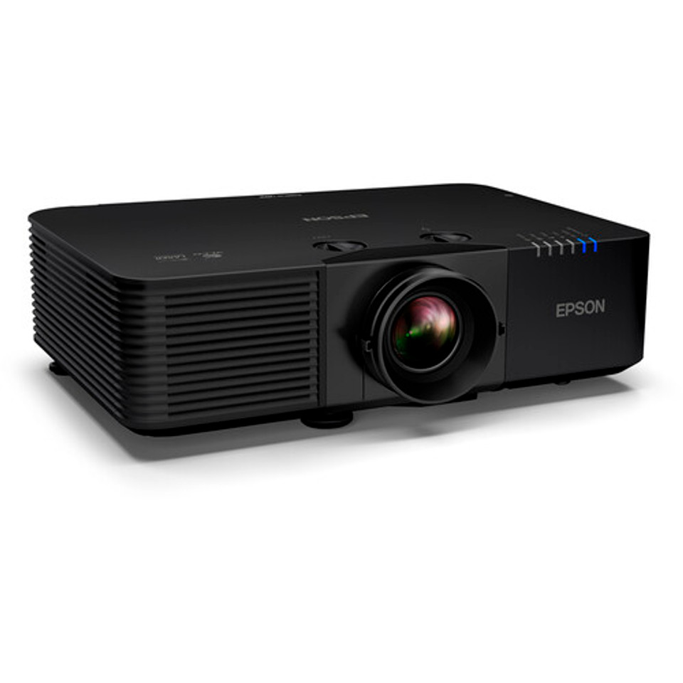 High-brightness Epson L895E laser projector displaying a WUXGA resolution image in a large, brightly lit lecture hall