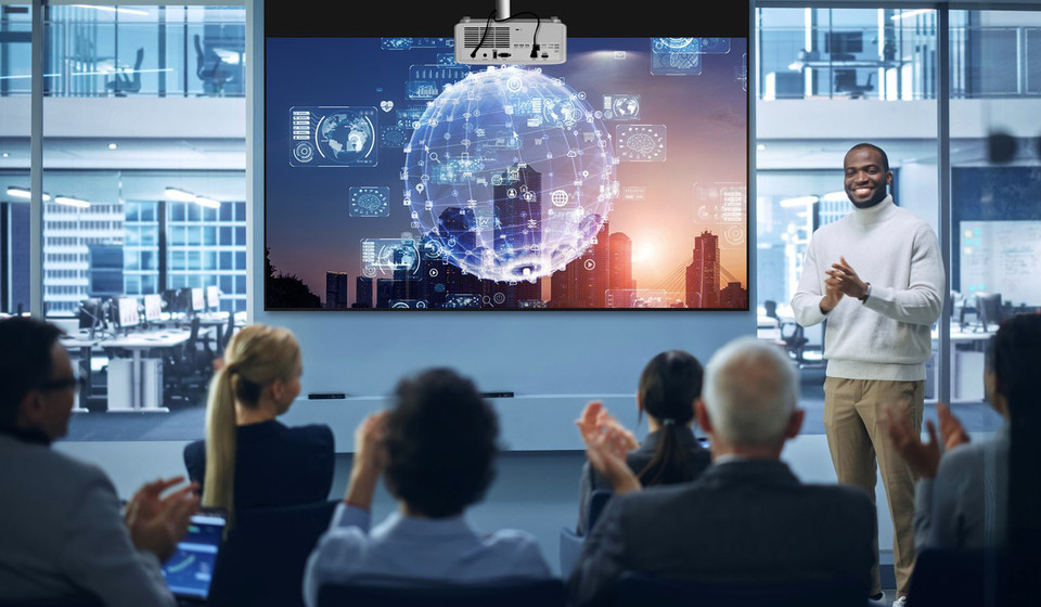 Optoma ZK430ST Laser DLP Projector, 4K UHD, 3700 Lumens, HDR/HLG, D:W 0.496:1