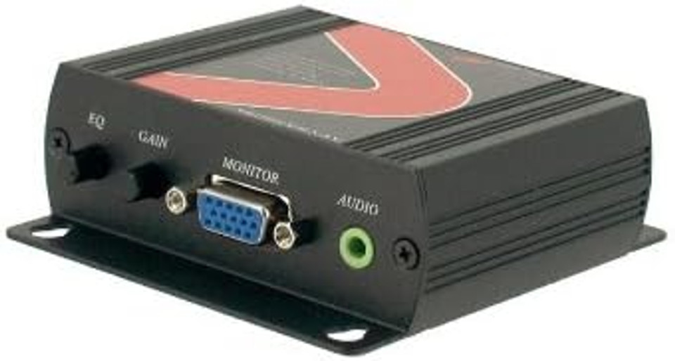 Atlona AT-VGA300RL Receiver showing VGA output, Stereo Audio output, and the RJ45 link connector.