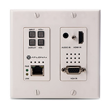 Atlona AT-HDVS-200-TX-WP Conferencing Wallplate Switcher for HDMI and VGA with Ethernet-Enabled HDBaseT Output - 2x1