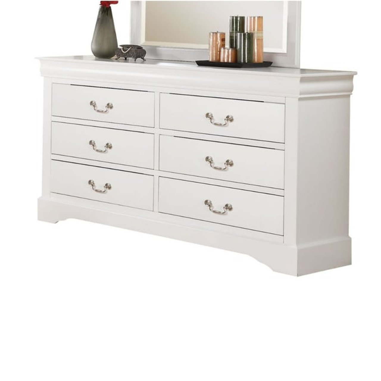 Acme Furniture Louis Philippe White Dresser and Mirror - Miko Decor