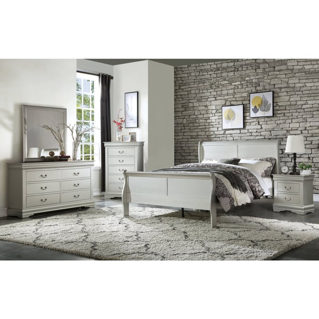 Acme Furniture Louis Philippe White Dresser and Mirror - Miko Decor