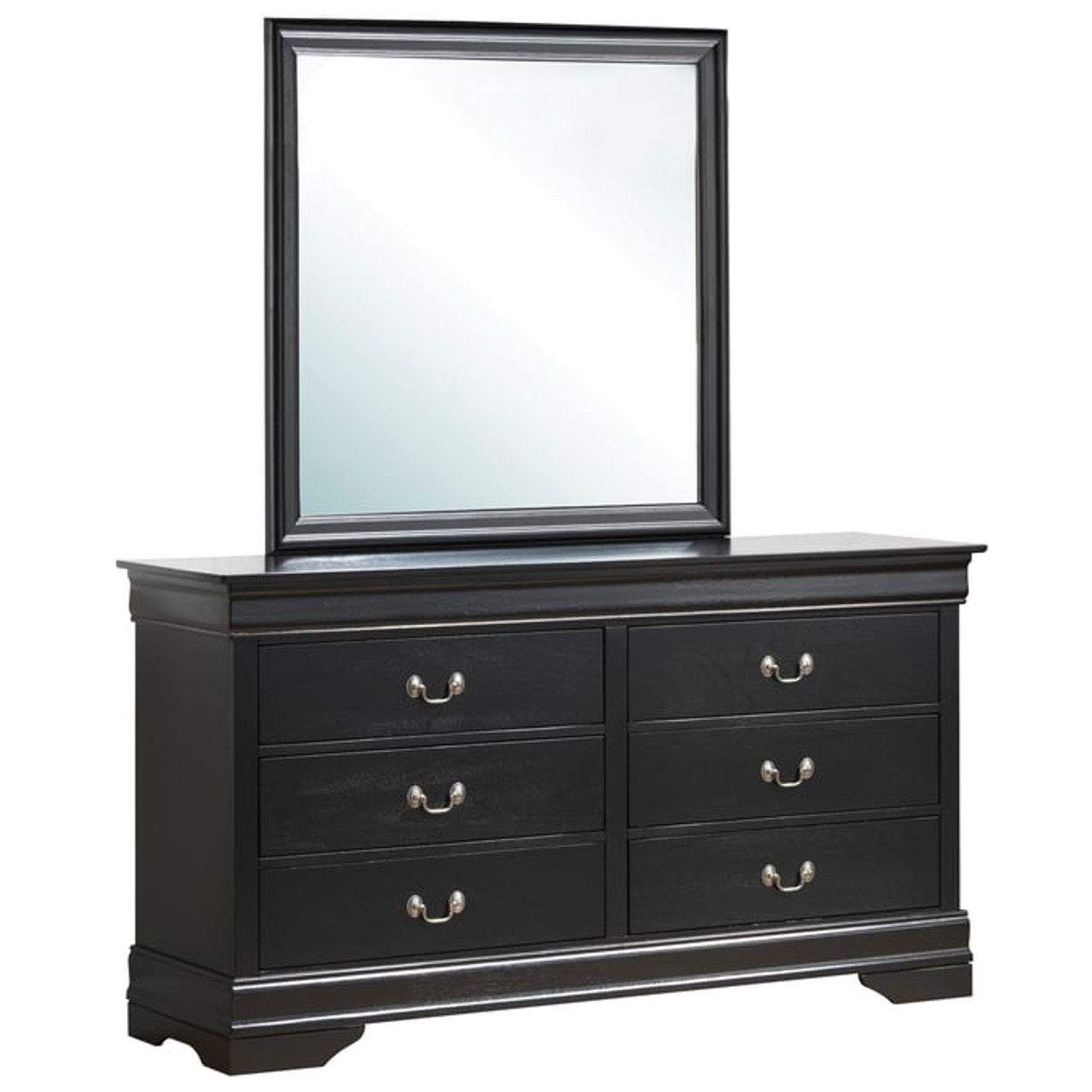 Glory Furniture Louis Phillipe Black Full Panel 2pc Bedroom Set with Two  Drawer Nightstand