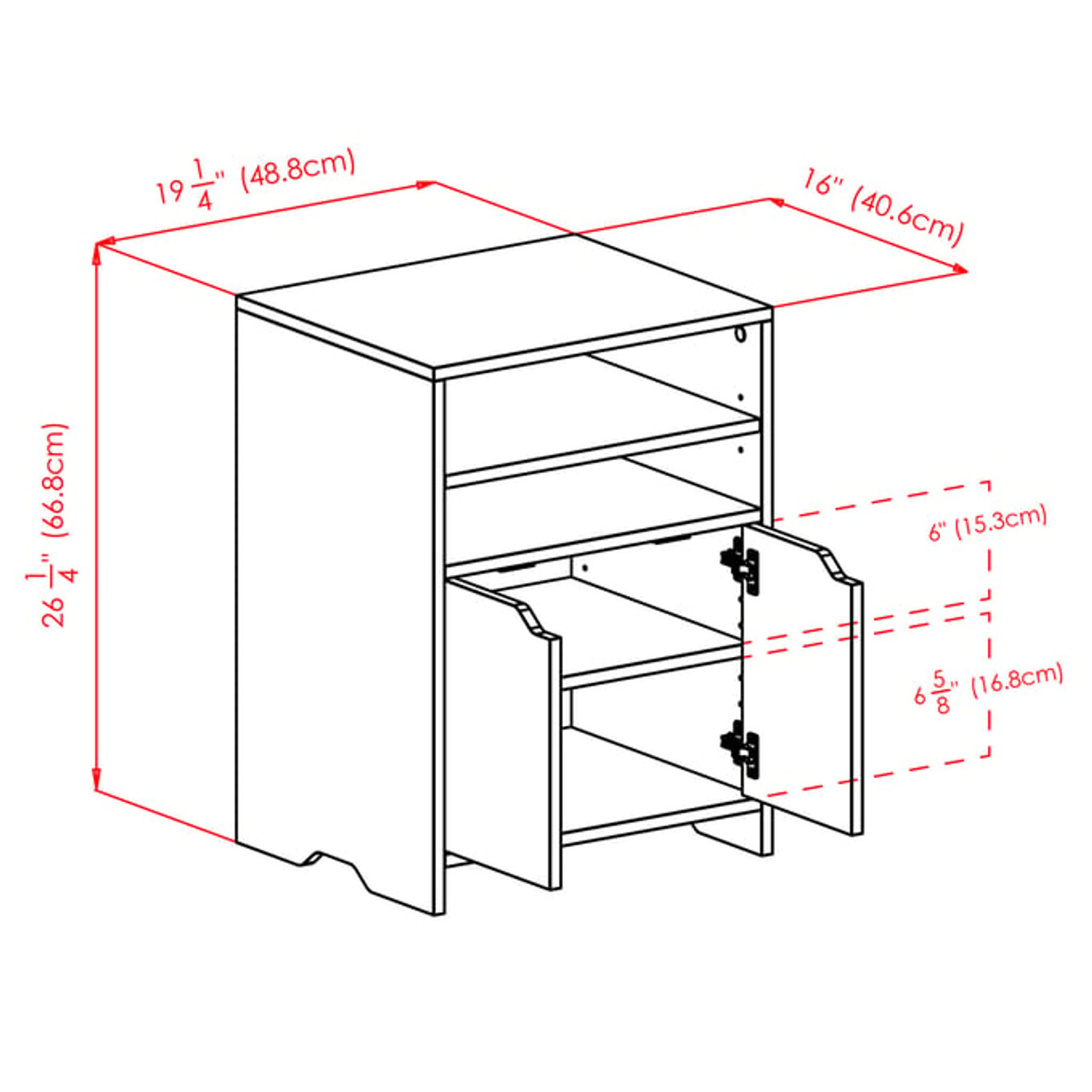 Winsome Wood 16421 Nova Open Shelf Storage Cabinet, Charcoal