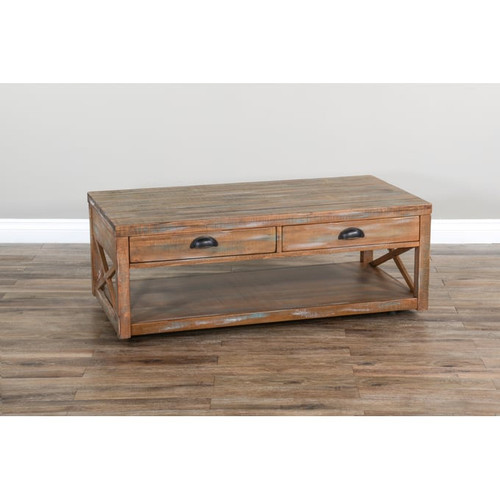 Purity Craft Eulalia Weathered Brown Wood Cocktail Table