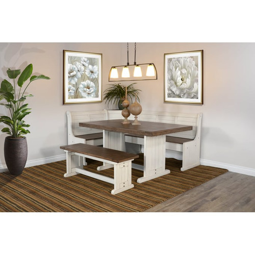 Purity Craft Onyx White Light Brown Breakfast Nook Dining Set