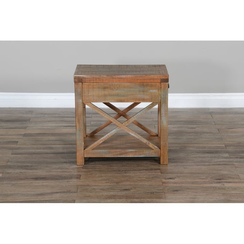 Purity Craft Eulalia Weathered Brown Chairside Table