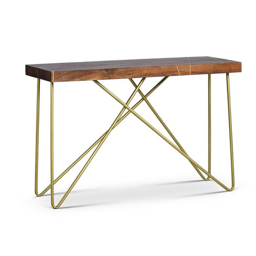 Steve Silver Walter Mango Wood Brass Inlay Sofa Table