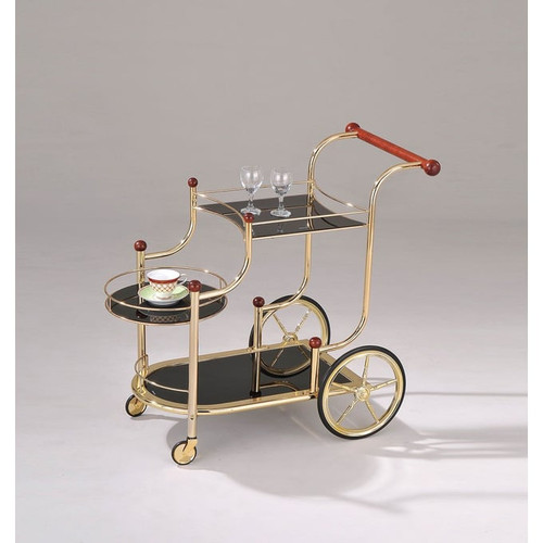 Acme Furniture Lacy Gold Black Serving Cart