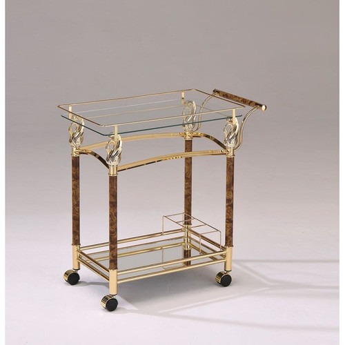 Acme Furniture Helmut Clear Gold Serving Cart