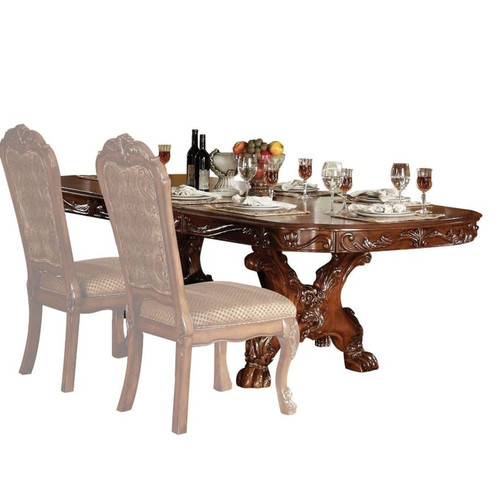 Acme Furniture Dresden Cherry Oak Trestle Pedestal Dining Table