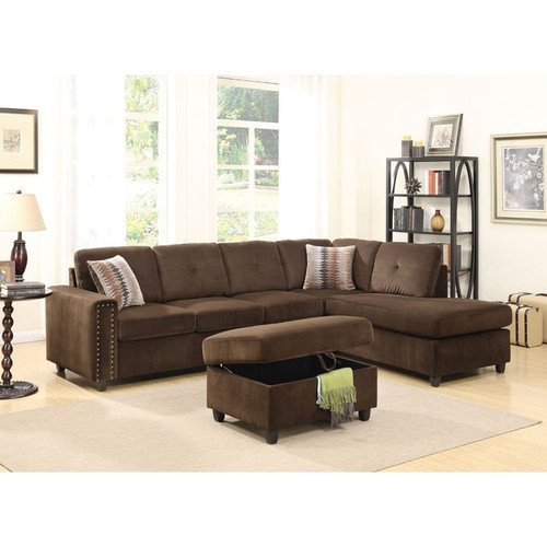 Acme Furniture Belville Reversible Sectional Sofas with Pillows