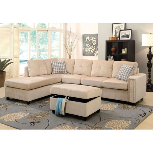 Acme Furniture Belville Reversible Sectional Sofas with Pillows