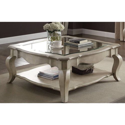 Acme Furniture Chelmsford Clear Antique Taupe Coffee Table