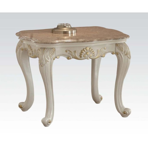 Acme Furniture Chantelle Pearl White Marble Top End Table