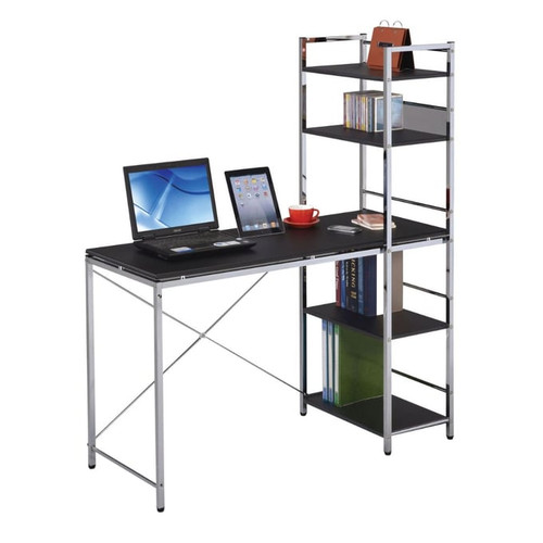 Acme Furniture Elvis Black Chrome Shelves Computer Desk